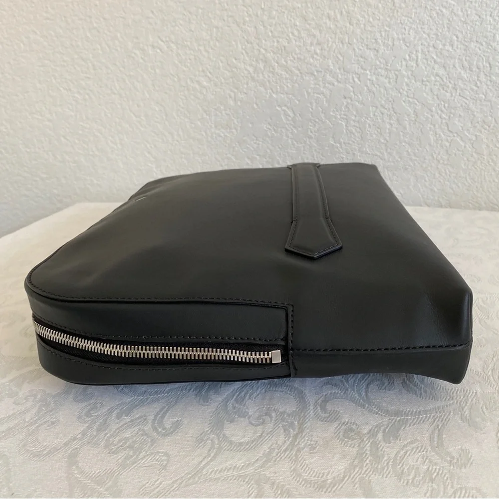 Serapian black Leather Document laptop Case